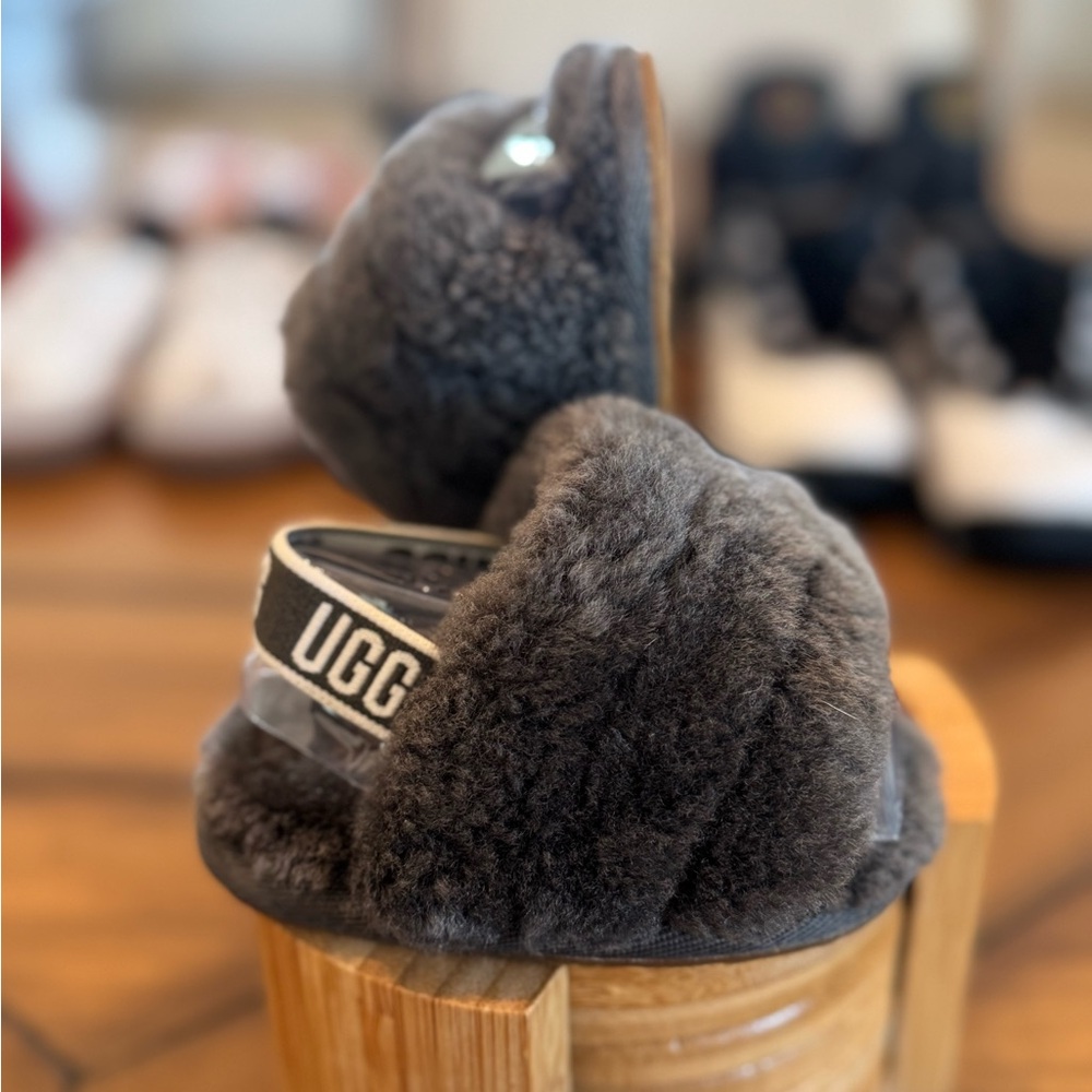 UGG Charcoal Fluffy Slippers